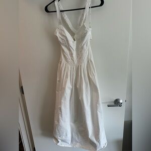 Lulu's Strolling Sicily White Pleated Backless midi dress with pockets- size S